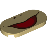 Tile Round 2 x 4 with Smiling Mouth (Iggy) Print
