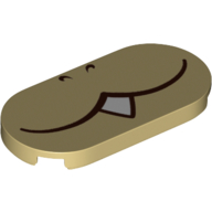 Деталь LEGO Tile Round 2 x 4 with Mouth, Single Tooth/Fang print, Песочный