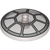 Деталь LEGO Dish 4 x 4 Inverted [Radar] with TIE Cockpit print, Прозрачный черный