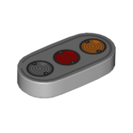 Tile Round 1 x 2 with Red, Orange, White Taillights print