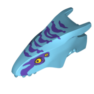 Набор LEGO Creature Body Part, Banshee Head with Dark Purple Markings, Bright Light Orange Eyes print, Medium Azure