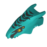 Набор LEGO Creature Body Part, Banshee Head with Dark Green Marking, Bright Light Orange Eyes print, Темно-бирюзовый