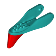 Набор LEGO Creature Body Part, Banshee Lower Jaw with Red Horn print, Темно-бирюзовый