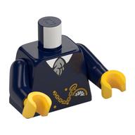 Деталь LEGO Torso Jacket, Gold Watch on Chain, White Shirt, Light Bluish Grey Tie print. Dark Blue Arms, Yellow Hands, Темно-синий