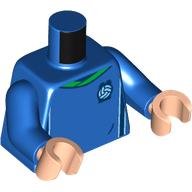 Деталь LEGO Torso Soccer Shirt, Green Collar Print, Blue Arms, Light Nougat Hands, Голубой