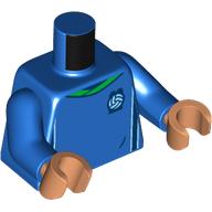 Деталь LEGO Torso Soccer Shirt, Green Collar Print, Blue Arms, Nougat Hands, Голубой