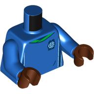 Деталь LEGO Torso Soccer Shirt, Green Collar Print, Blue Arms, Reddish Brown Hands, Голубой