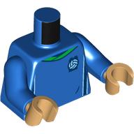 Деталь LEGO Torso Soccer Shirt, Green Collar print, Blue Arms, Warm Tan Hands, Голубой