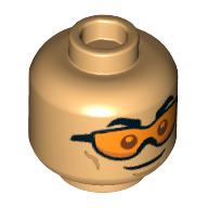 Деталь LEGO Minifig Head, Orange Visors, Confident/Determined print, Теплый песочный