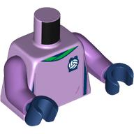 Деталь LEGO Torso Soccer Shirt, Green Collar print, Medium Lavender Arms, Dark Blue Hands, Лавандовый
