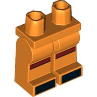 Деталь LEGO Hips and Orange Legs with Dark Red Knee Bands, Black Toe print, Оранжевый