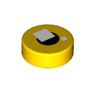 Деталь LEGO Tile Round 1 x 1 with Brickheadz Eye, White Squares, Black Circle print, Желтый