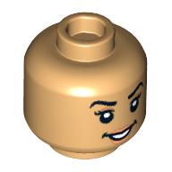 Деталь LEGO Minifig Head, Raised Eyebrows, Questioning Look/Smile print, Теплый песочный