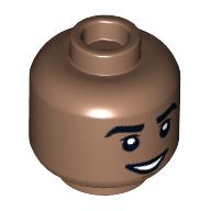 Деталь LEGO Minifig Head, Smile with Teeth/Scared Open Mouth print, Средне-коричневый