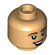 Деталь LEGO Minifig Head, Open Mouth Smile/Crooked Smirk print, Теплый песочный