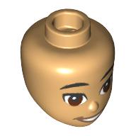 Деталь LEGO Minidoll Head with Black Eyebrows, Reddish Brown Eyes, Open Mouth, Dark Tan Lips, Теплый песочный