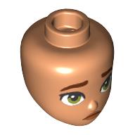 Деталь LEGO Minidoll Head Olive Green Eyes, Sad print, Телесный