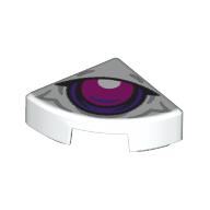 Деталь LEGO Tile Round 1 x 1 Quarter with Dark Purple/Dark Pink Eye print, Белый