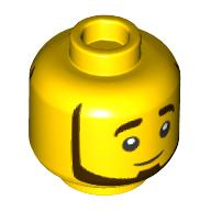 Деталь LEGO Minifig Head, Dark Brown Beard, Smile/Wink print, Желтый