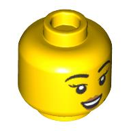 Деталь LEGO Minifig Female, Happy Smile, Pink Lips / Light Blue Face Mask print, Желтый