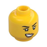 Деталь LEGO Minifig Head, Medium Nougat Lips, Lobsided Grin / Scared print, Желтый