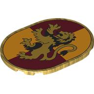 Деталь LEGO Tile 6 x 8 with Rounded Corners with Gryffindor Crest print, Жемчужно-золотой