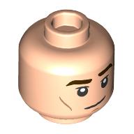 Деталь LEGO Minifig Head Cedric Diggory / Prince Charming, Dark Brown Eyebrows, Smirk Closed Mouth/Open Mouth print, Светлый телесный