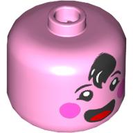 BigFig Head Black Black Cowlick Hair, Dark Pink Cheeks, Open Mouth, Tongue print