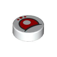 Tile Round 1 x 1 with Red Eye, Dots print