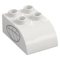 Деталь LEGO Duplo Brick 2 x 3 with Curved Top with Light Bluish Grey Insect Wing print, Белый