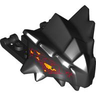 Деталь LEGO Creature Body Part, Dragon Head Upper Jaw with 2 x 4 Studs, Bars with Yellow Eye, Black Markings print, Черный