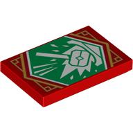 Деталь LEGO Tile 2 x 3 with Green Ninjago Banner print, Красный