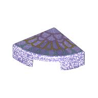 Деталь LEGO Tile Round 1 x 1 Quarter with Gold Decorations print, Прозрачный фиолетовый опаловый