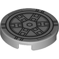 Деталь LEGO Tile Round 2 x 2 with 6 Metal Beams print, Светлый сине-серый