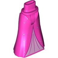 Деталь LEGO Minidoll Hips and Full Length Skirt, White Stars, Bright Pink Underdress print [Thin Hinge], Темно-розовый