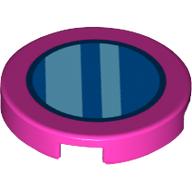Деталь LEGO Tile Round 2 x 2 with Bottom Stud Holder, Blue Circle with Dark Azure Stripes Print, Темно-розовый