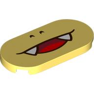 Деталь LEGO Tile Round 2 x 4 with Smiling Mouth with 2 Teeth Print, Ярко-светло-желтый
