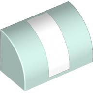 Набор LEGO Brick Curved 1 x 2 x 1 No Studs with White Stripe Print, Light Aqua