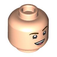 Деталь LEGO Minifig Head V, Dark Brown Eyebrows, Open Mouth Talking/Wink print, Светлый телесный