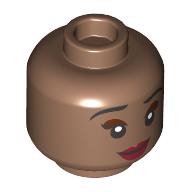 Деталь LEGO Minifig Head Tiana, Black Eyebrows, Nougat Eyeshadow, Dark Red Lips, Open Mouth/Close Mouth print, Средне-коричневый