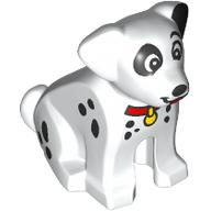 Набор LEGO Animal, Dog Sitting with Black Spots, Red Collar, Yellow Pendant (Dalmatian) print, Белый