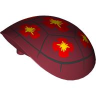 Large Figure Shoulder Cover, Armor, Round, Smooth with Turtle Shell, Red/Yellow Flowers print