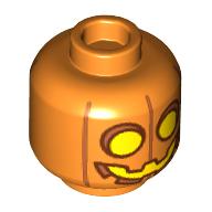 Деталь LEGO Minifig Head Pumpkin, Yellow Eyes/Mouth Print, Оранжевый