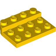 Деталь LEGO Plate Round Corners Double 3 x 4 with 1 x 4 Raised Edge Studs, Желтый