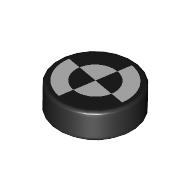 Деталь LEGO Tile Round 1 x 1 with White Quarter Circles print, Черный