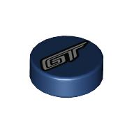 Деталь LEGO Tile Round 1 x 1 with 'GT' print, Темно-синий