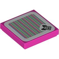 Набор LEGO Tile 2 x 2 with Groove with Birdo and Barcode Print (Sticker), Темно-розовый