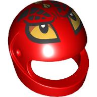 Деталь LEGO Helmet, Standard with Snake, Yellow Eyes print, Красный