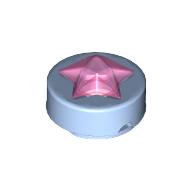 Деталь LEGO Tile Round 1 x 1 with Molded Trans-Bright Pink Star, Ярко-светло-голубой
