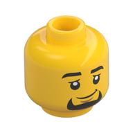 Деталь LEGO Minifig Head, Thick Eyebrows, Goatee, Smile Print, Желтый